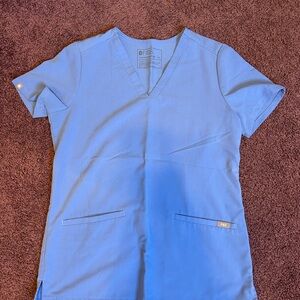 Figs Women's V-Neck Scrub Top in Sky Blue